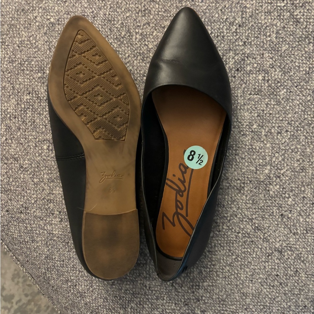 Black Leather Flats - Picture 2 of 2